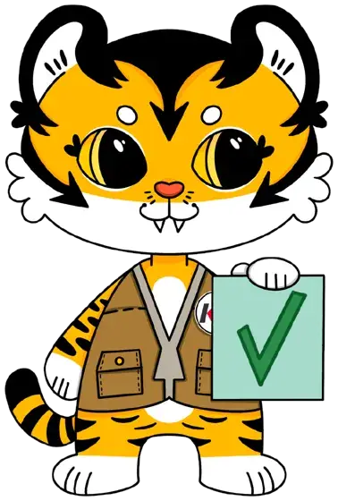 Tiko holding a check mark