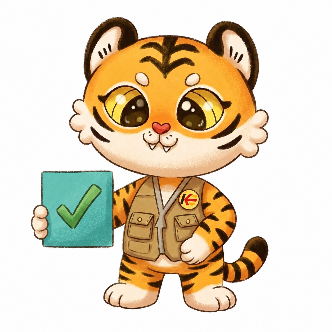 Tiko holding a check mark